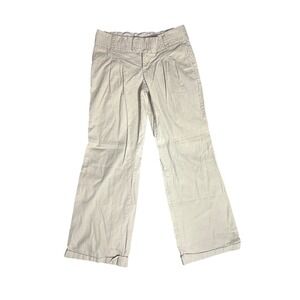 Mossimo Women Size 10 Tan Wide Leg Pinstripe Pleated Front Cuffed Pants Office